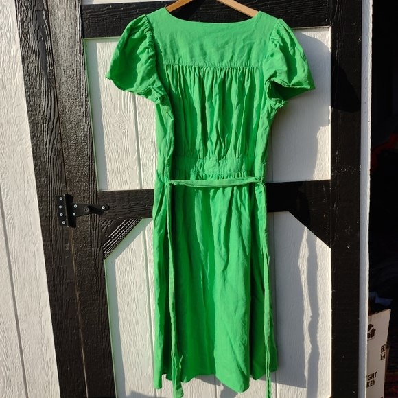 Who What Wear Green Linen Blend Dress - Picture 3 of 14